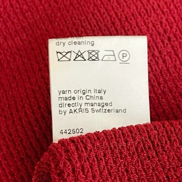 Akris Punto Pullover Sweater Top Size 16 Sleeveless Ribbed Cranberry Red Italy - Picture 9 of 9